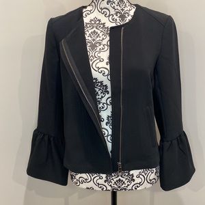 Banana Republic Fluted Sleeve Black Blazer Jacket Zip Size 4 NWT